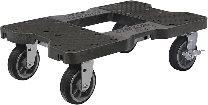 SNAP-LOC, All Terrain 4 Wheel Heavy Duty Dolly Cart, 6 Inch Casters, E Strap Attachment Included, 1,500 lb Capacity, Made in USA, Black