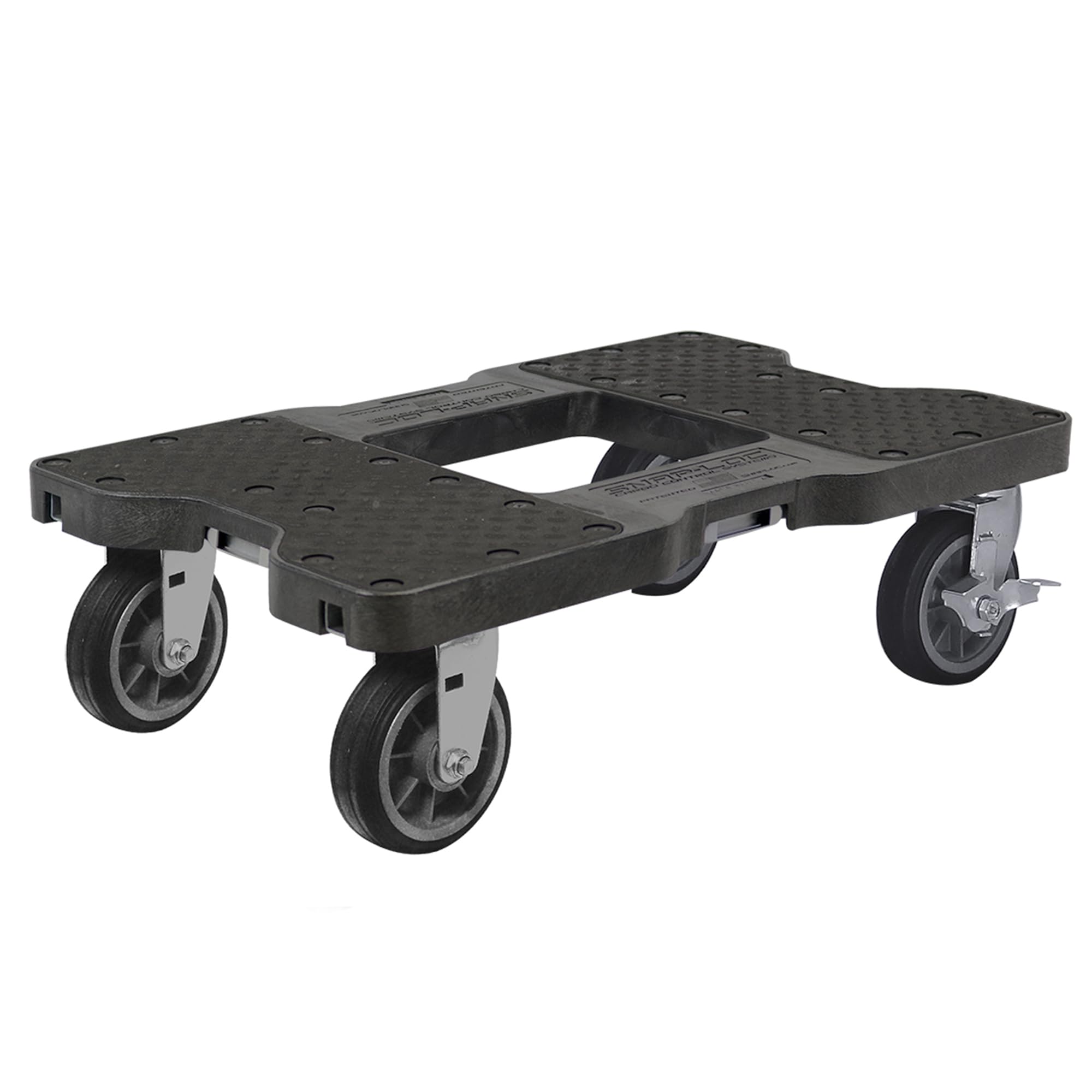 - SNAP-LOC, All Terrain 4 Wheel Heavy Duty Dolly Cart, 6 Inch Casters, E Strap Attachment Included, 1,500 lb Capacity, Made in USA, Black