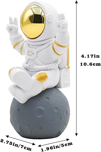 Miniatura 5 de Oooct Estatua de astronauta decoración de pecera, decoración de acuario de peces pequeños de resina, adorno de figura pequeña de pecera, adornos