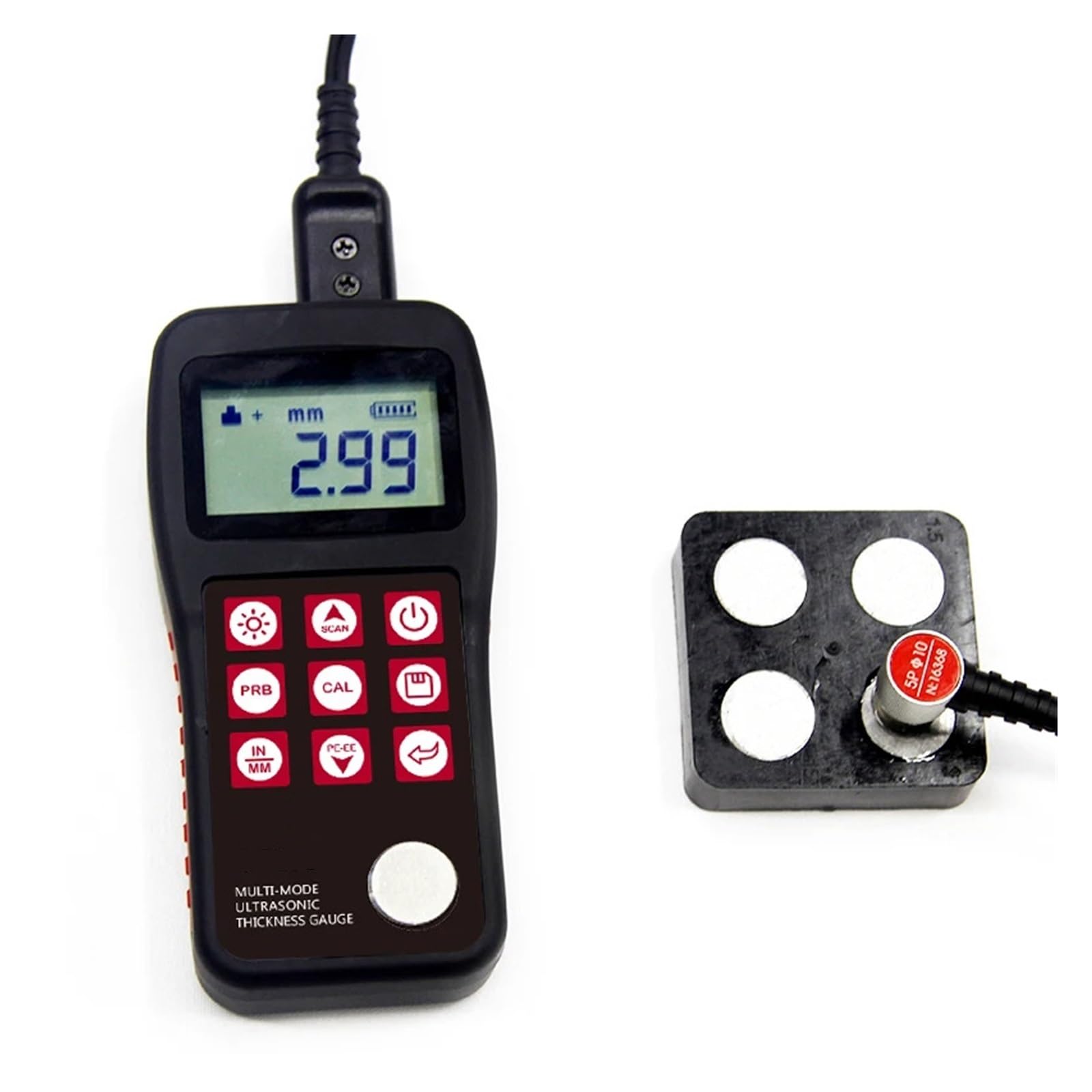 CVFRDD MT192 Ultrasonic Thickness Gauge: Portable Measuring Tool with 0.65-600mm (P-E)/3-60mm (E-E) Range for Metals/Plastic/Ceramics/Glass