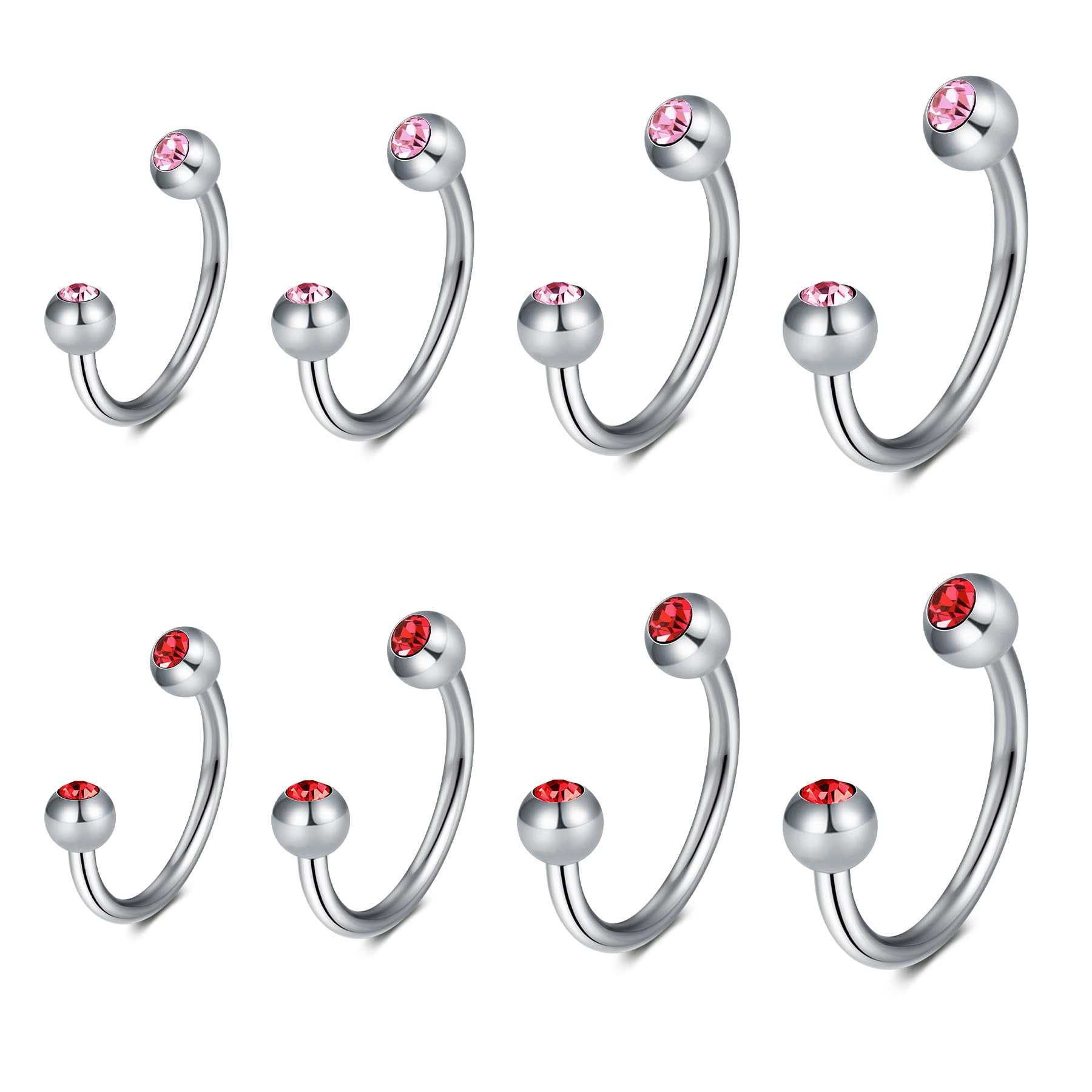 Funseedrr 6 Paar 20 Gauge Nasenring Hufeisen Edelstahl Septum Nase Lippe Tragus Circular Barbell Piercing Ring