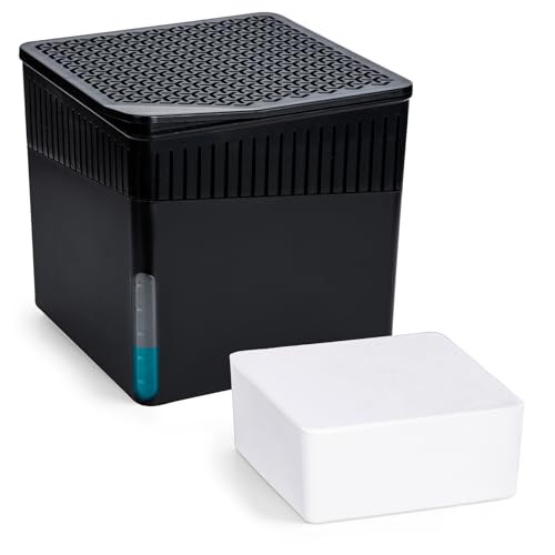 WENKO Raumentfeuchter Mod. Cube mit 1000 g Entfeuchter Granulat, für Räume bis 80 m³, beugt Schimmel und Gerüchen vor, ohne Strom, geräuschlos, nachfüllbar, Schwarz