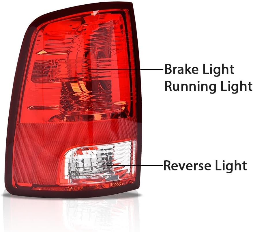 G-PLUS Red Lens Tail Lights Red Lens w/o Bulbs Set Compatible with Dodge Ram 1500 2009-2018/Ram 2500 2010-2018(Not Fit 2013-2018 Models w/Factory LED Tail Lights) Left & Right