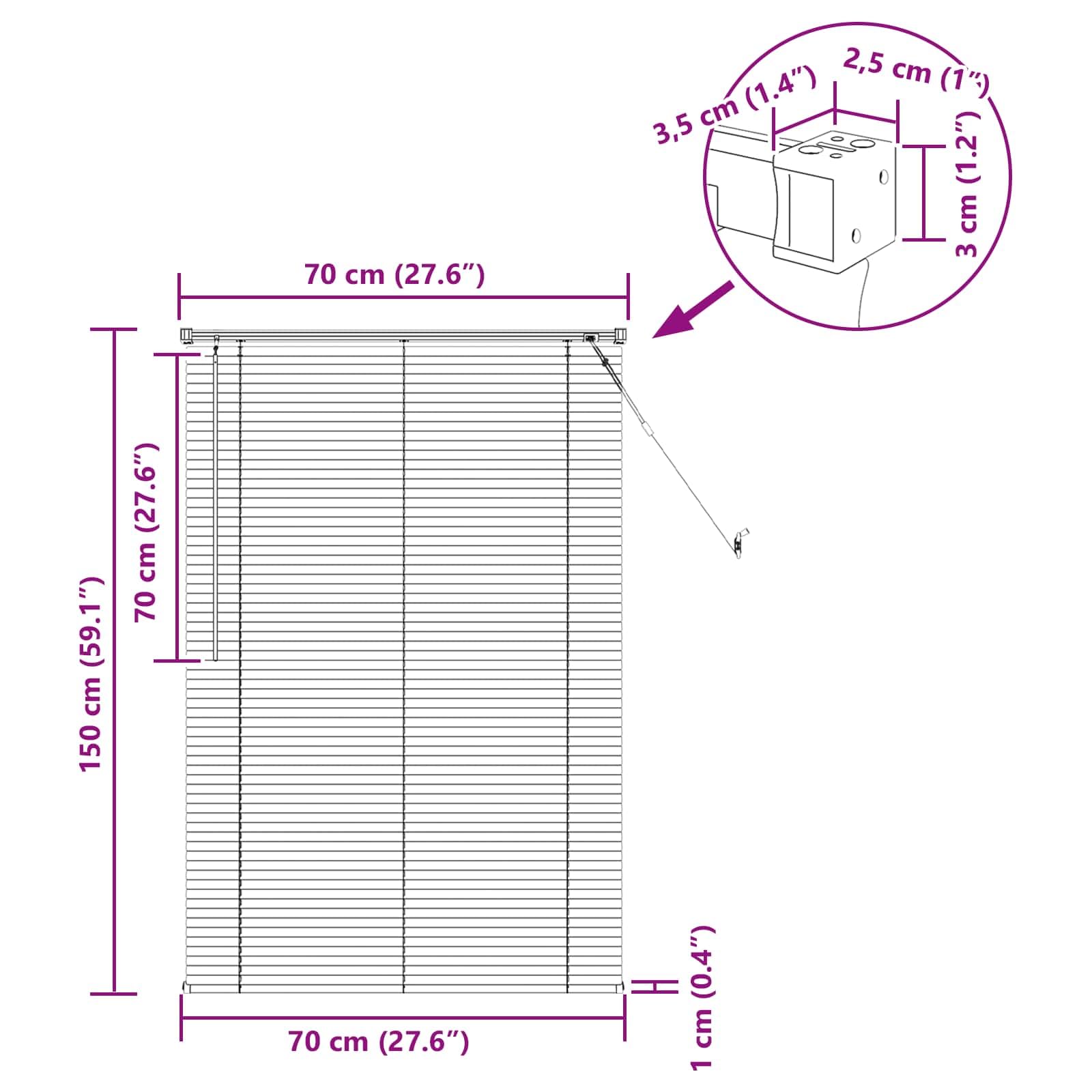 vidaXL Tenda veneziana manuale, regolabile, bianca, 150 x 70 cm, in PVC, moderna, in PVC, per interni, per finestre, protezione della privacy, filtraggio della luce regolabile in sala studio