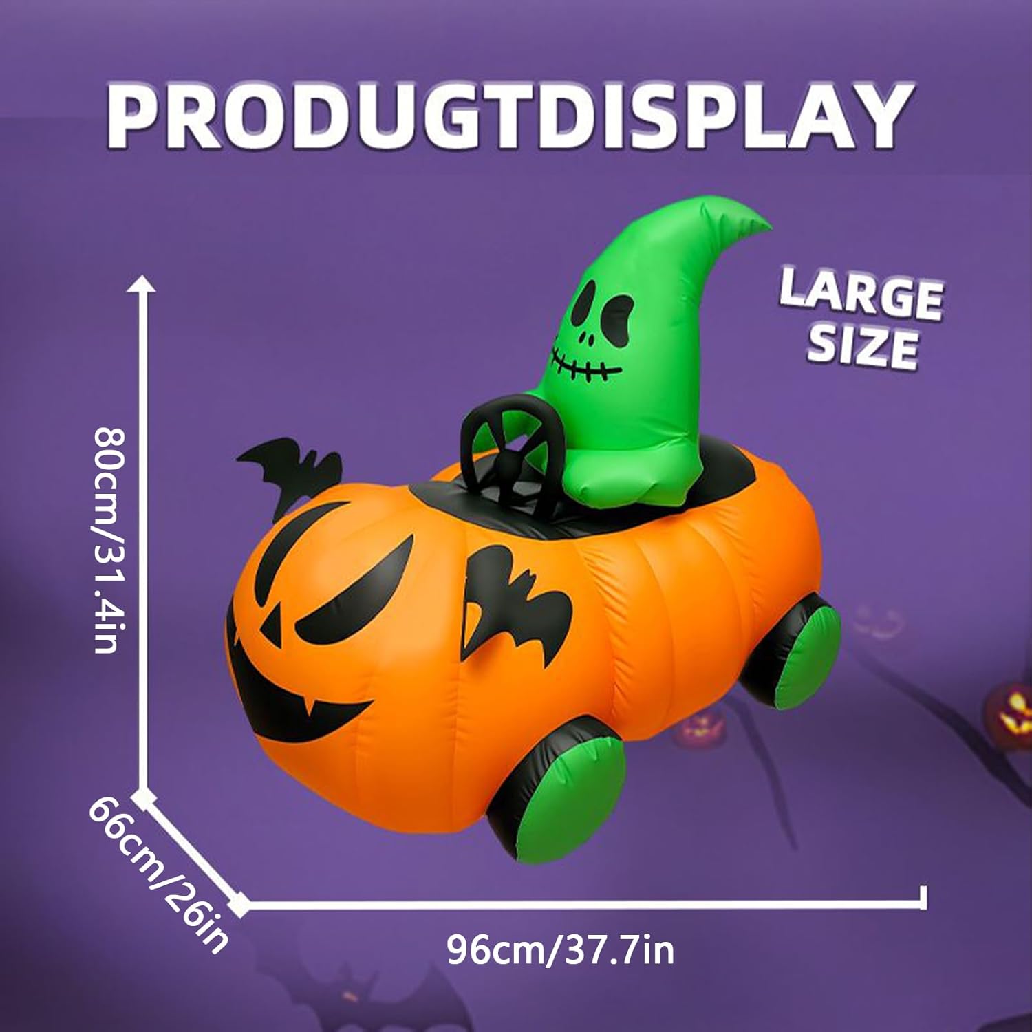 ハロウィーン インフレータブル デコレーション - 自動膨張式 ハロウィン ヤード パンプキン カー - リモコン操作 おもちゃ フ