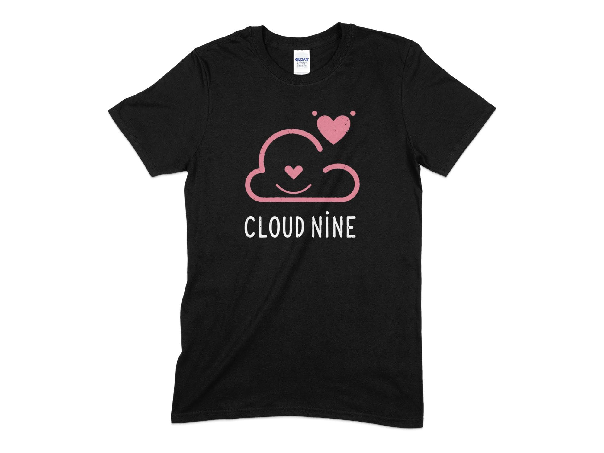 Seek Buy LoveCute Cloud Nine Graphic T-Shirt, Happy Cloud Pink Heart, Unisex Casual Tee, Soft Aesthetic Shirt, Trendy Comfortable