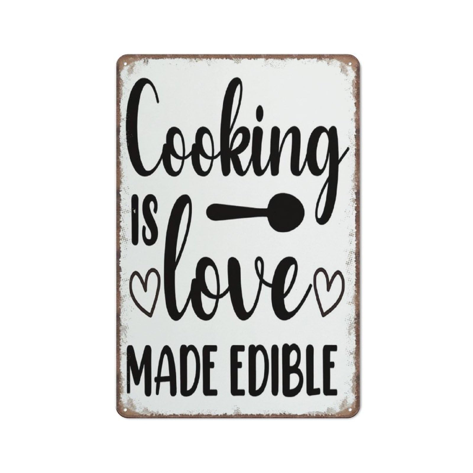 Jaesxxco Tin Sign13 Funny Kitchen Signs,Cooking Is Love Made Edible Sign Funny Metal Sign Poster Wall Art For Kitchen Garden Bathroom Farm Home Coffee Decor Tin Sign,8X12 Inches