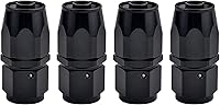EVILENERGY 6AN Straight Swivel Hose End Fittings for Braided Hoses - Black Aluminum 4-Pack, 1500 PSI Rated