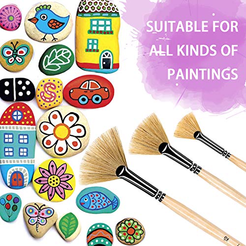 Lenbicki Fan Brush For Painting Hog Bristle Hair 3Pcs Artist Soft Anti-Shedding Paint Brushes thumb #5