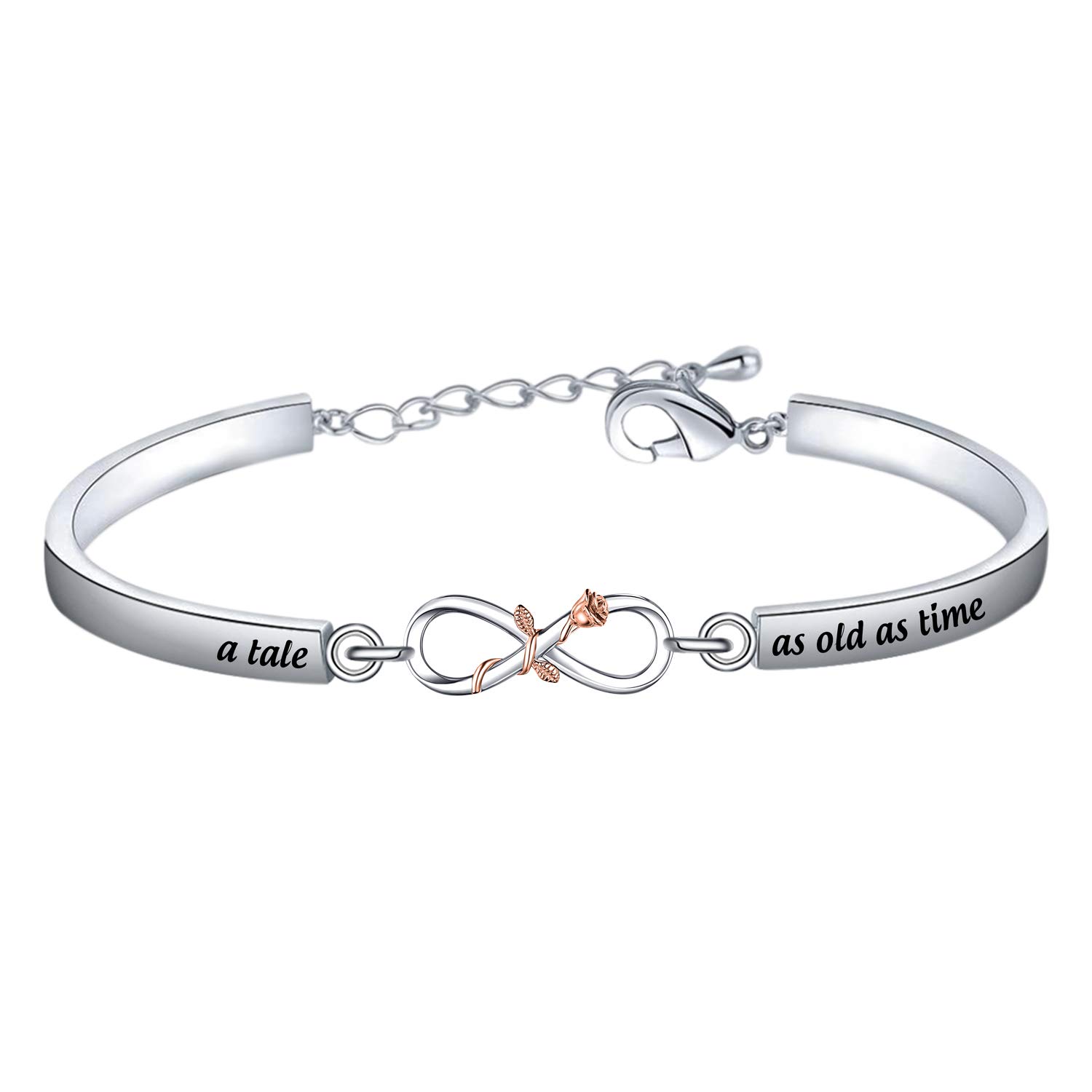 BAUNABAUNA A Tale As Old As Time Inspired Belle Bracelet Rose Flower Floral Jewelry for Her