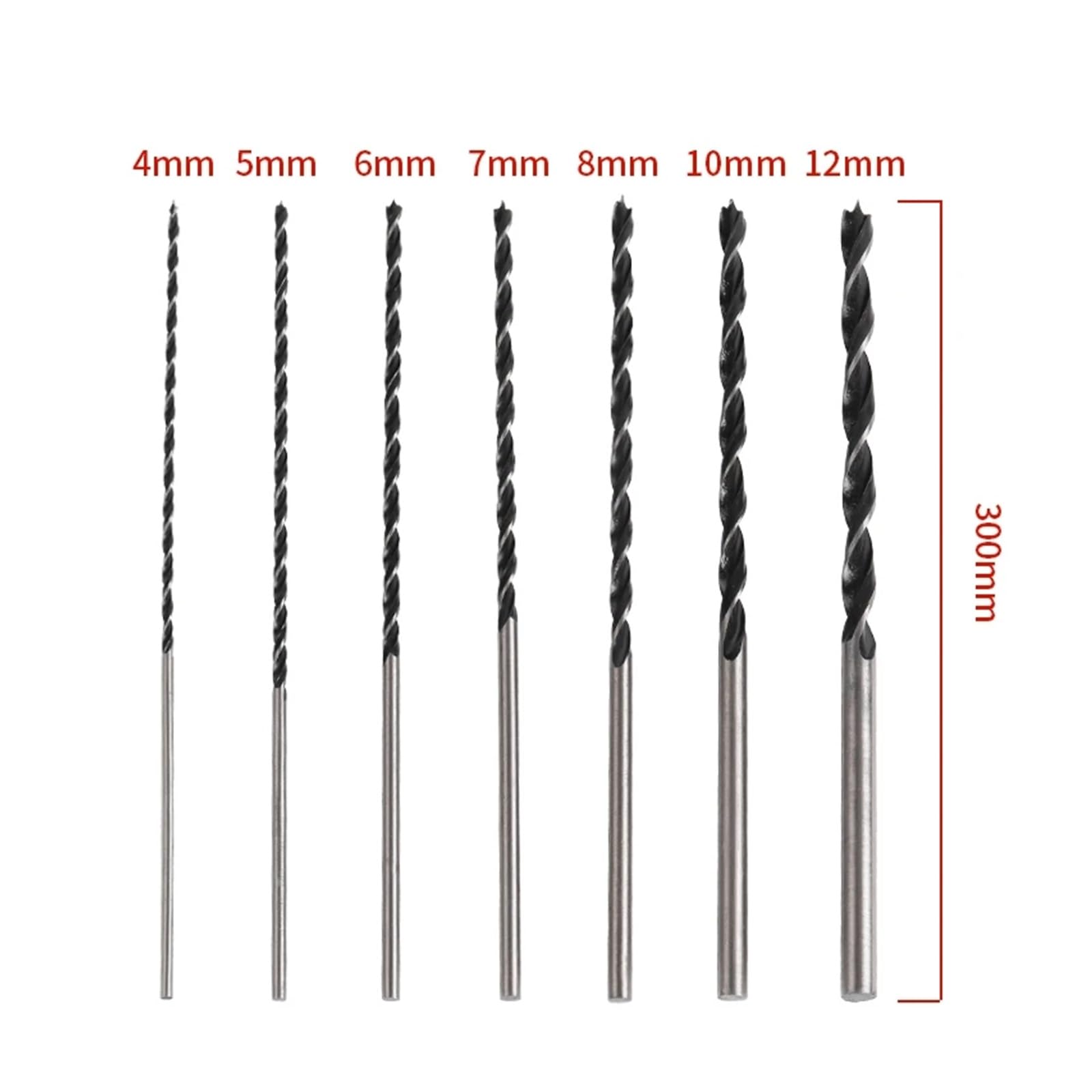 Juego de brocas de madera laminadas extra largas de 7 piezas de 300 mm for brocas de perforación de madera