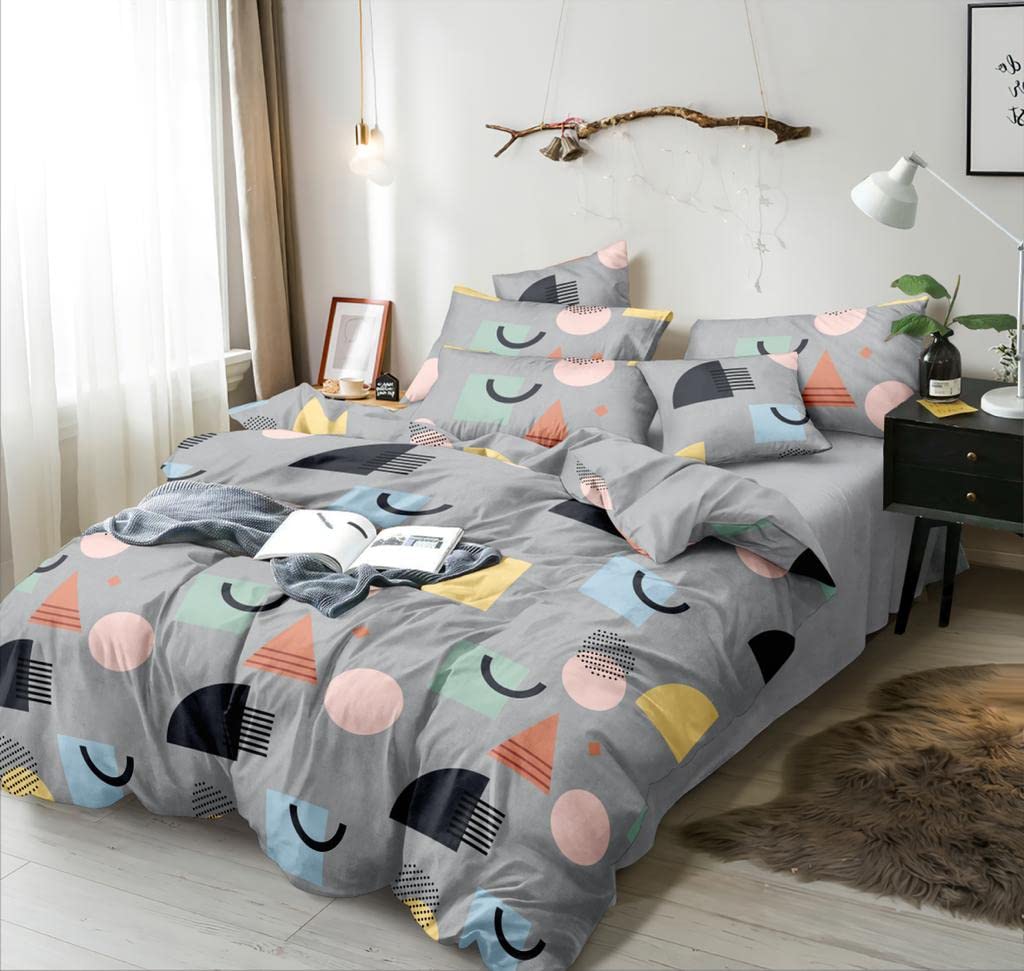 THE HOME STYLE Cotton Feel Glace Cotton Elastic Fitted All Around Elastic Printed King Size Double Bed Bedsheet with 2 Pillow Cover (72"x78", Classic Grey) (B09XKKVVX2) Amazon Price History, Amazon Price Tracker