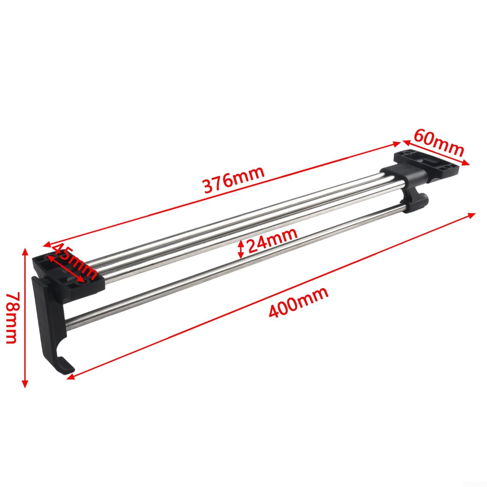 Retractable Wardrobe Rail, Pull Out Rod Closet Valet Rod Extending Closet Hanger Rail with Stainless Steel Top Mount Extending Telescopic Clothes Rod(400mm)