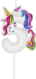 DERVENTA Unicorn Number Birthday Candles and Unicorn Set (Unicorn Number, 5)