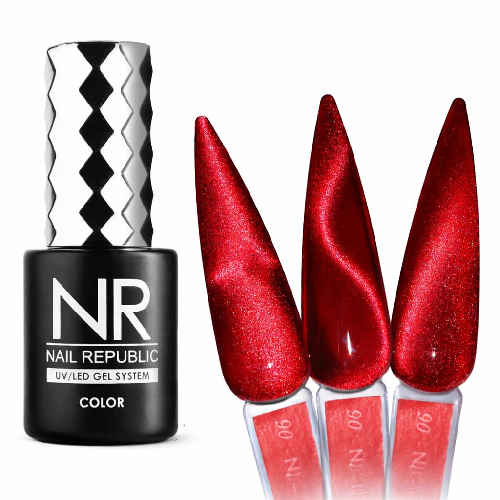 Gel Nail Polish Cat Eye Northern Lights (Red, 10 ML)-image-42