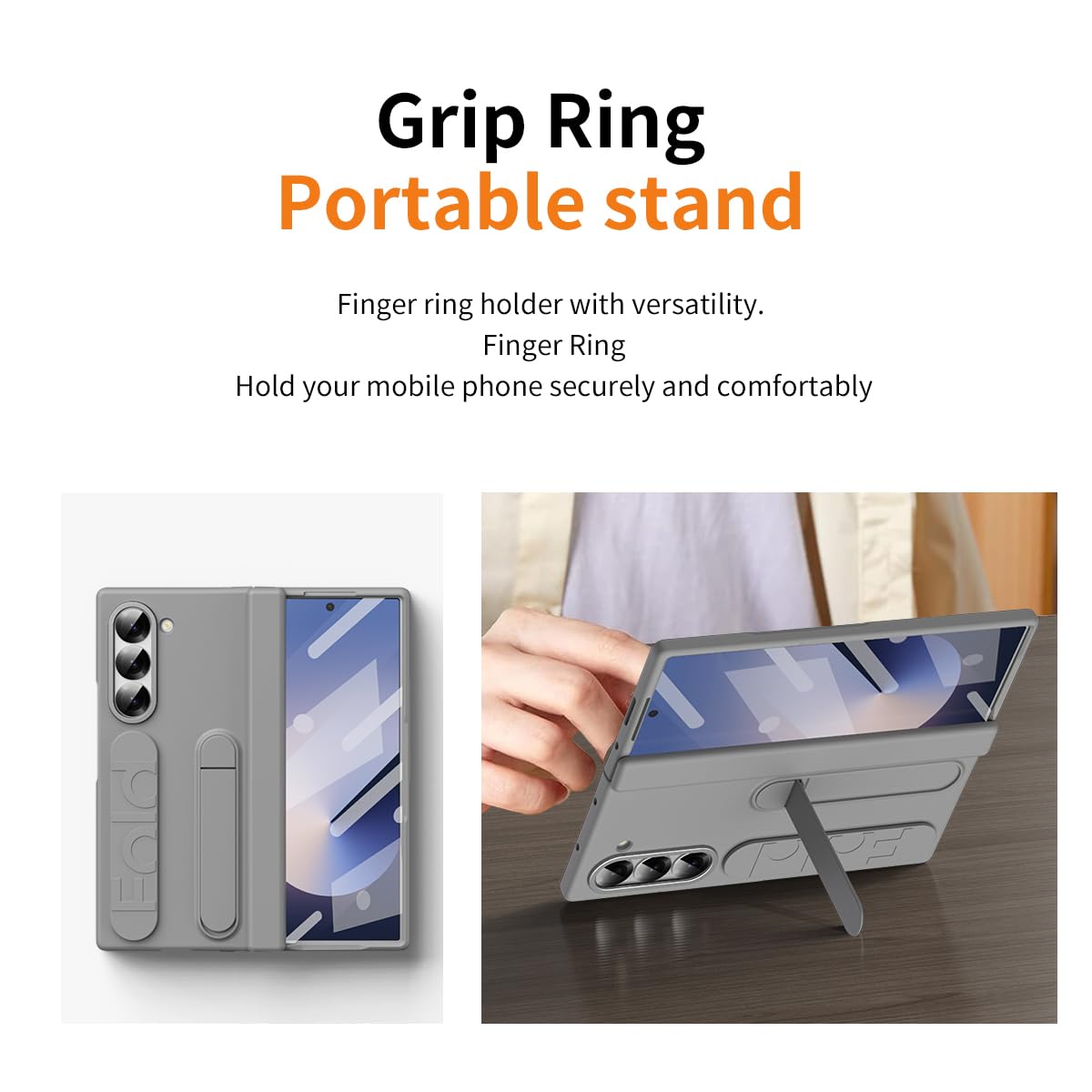 for Samsung Galaxy Z Fold 8 Ultra Protective Case with Stand with Wrist Strap, Integrated Hinge Protection, Screen Protection and Lens Protection Anti-Shocks. (Grey, Pen Slot)