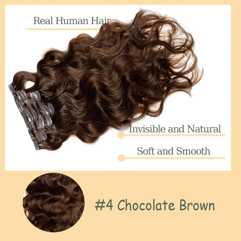 Body Wave Clip In Extensions Echthaar Perücke Damen Human Hair Extensions #4 Chocolate Brown Menschliches Haar Bundles With Minimal Shedding For Women 28 Inch