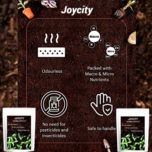 Joycity Organic Vermicompost for Plants | Enriched Manure for Home Gardening | Essential Fertilizers for Home Garden (100Gms)