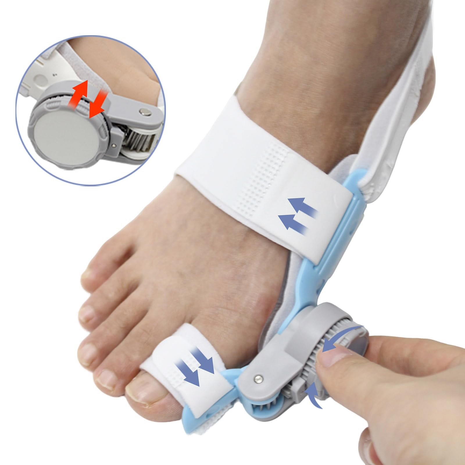IzyLuckii Adjustable Bunion Corrector for Women/Men, Dual-Direction Knob Steel-Reinforced Big Toe Spacers, Orthopedic Splint for Hallux Valgus, Hammer Toe & Foot Pain Relief