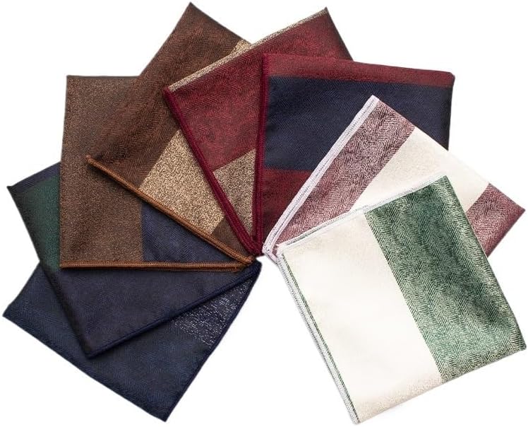 Men's Suit Pocket Square Thick Striped Vintage Gentleman's Handkerchief