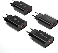 4 Pièces Chargeur Prise USB, 18W Quick Charge 3.0 Chargeur Rapide Alimentation 6V/3A Secteur pour Samsung Galaxy S23/S22/S21/S20/S10/S9/S8/A&M série, iPhone, iPad, Huawei, Xiaomi, HTC, LG