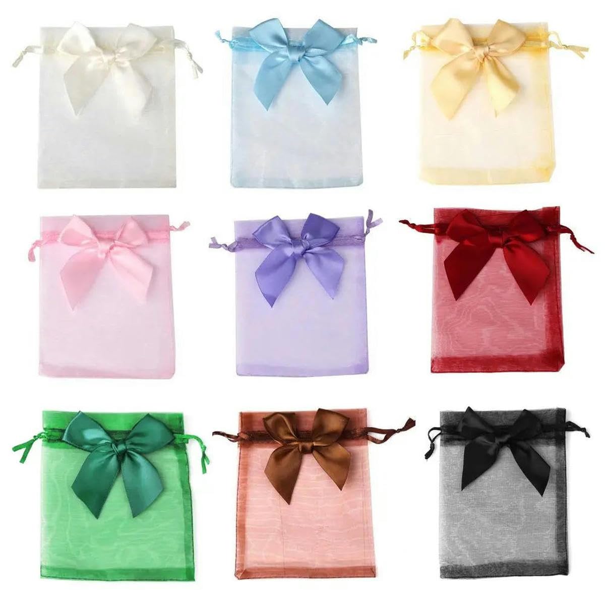 torebki na słodycze, 10 sztuk/partia 9x12cm Organza Craft Bags Wedding Party Pouches Biżuteria Cukierki Ściągacz Opakowania Woreczki z Jedwabiu