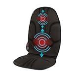 Portable Heating and Vibrating Back Massage Cushion with Adjustable Intensity and Integrated Straps