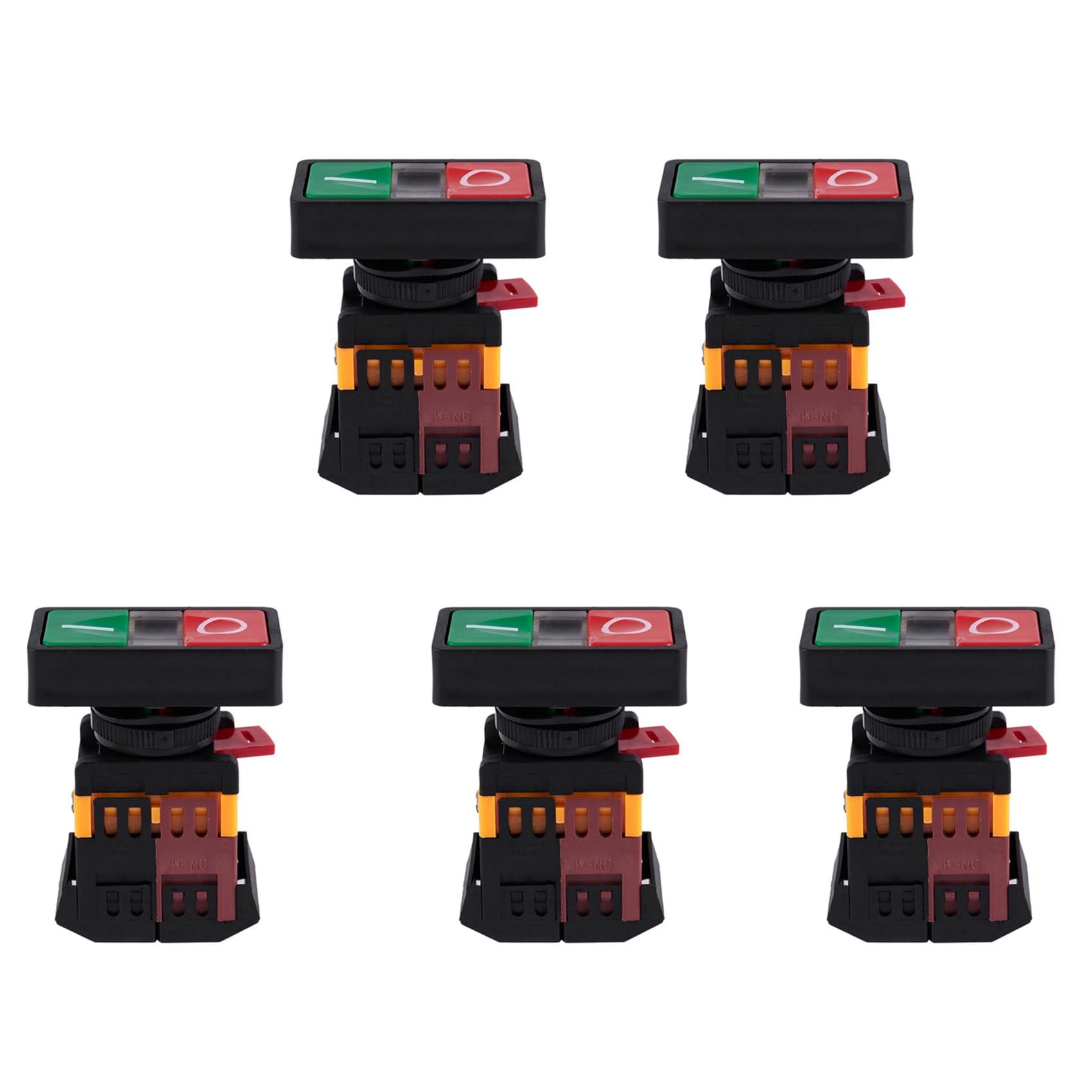 Jnchdghwa As Shown 5X Ac 220V Yellow Light Stop Momentary Push Button Switch 1 No 1 Nc