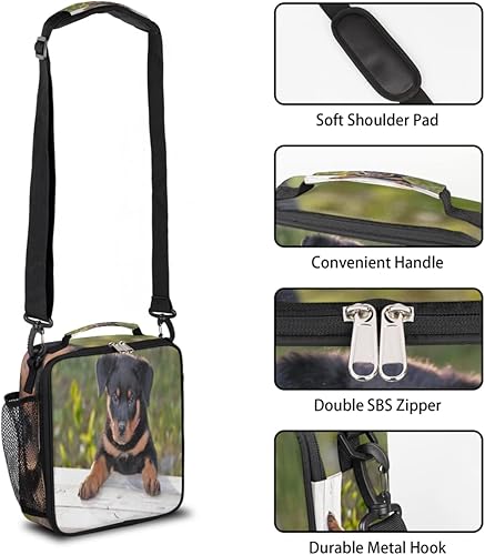 Miniatura 5 de Rottweiler - Bolsa de almuerzo aislada para cachorros, bolsa de almuerzo reutilizable para hombres y adultos, correa ajustable para el hombro,