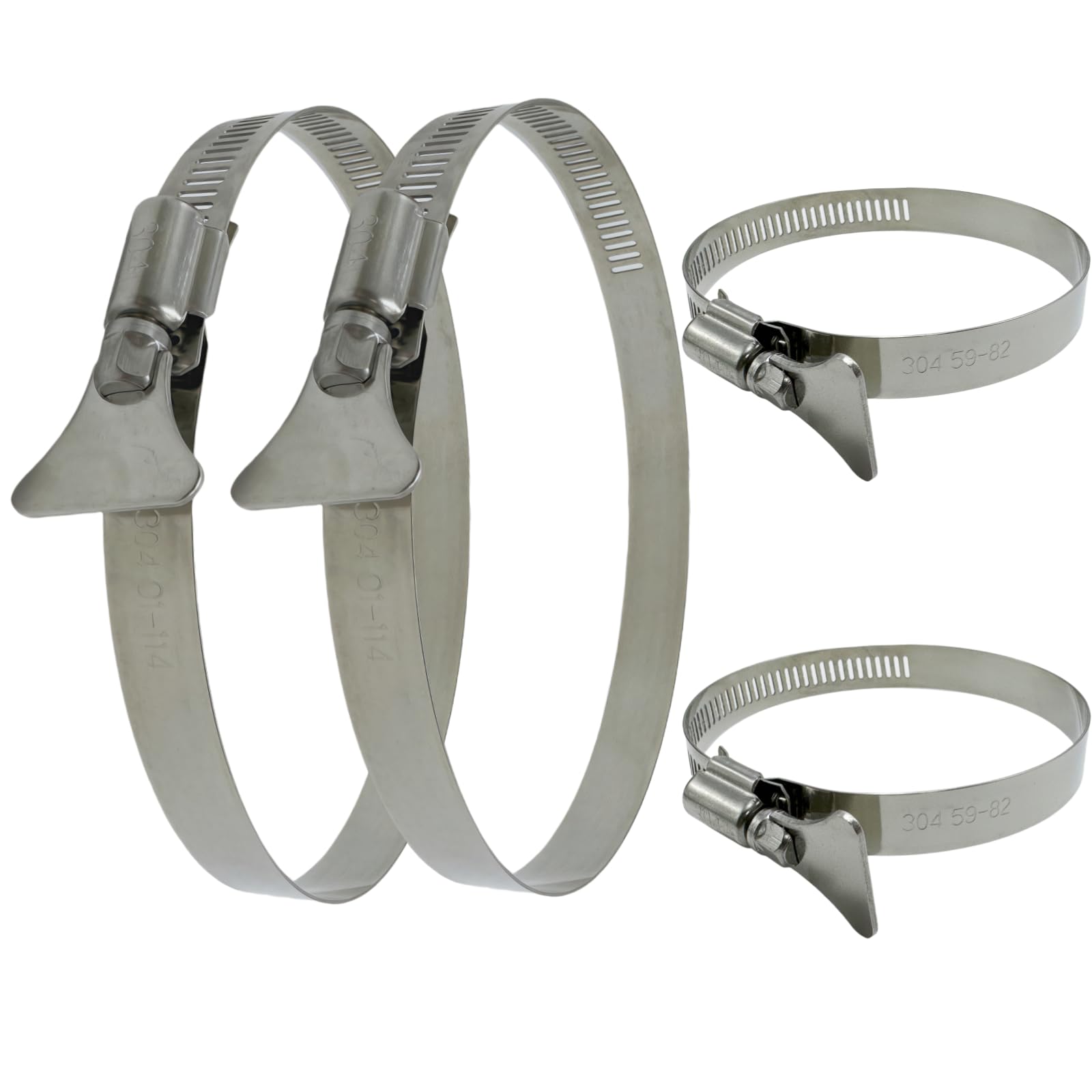 4" Hose Clamp & 2.5" Hose Clamp Adjustable 2 1/2"-4 1/2" Diameter 304 Stainless Steel Easy turn thumb Screw Worm Gear Hose Clamps For Securing Hose,