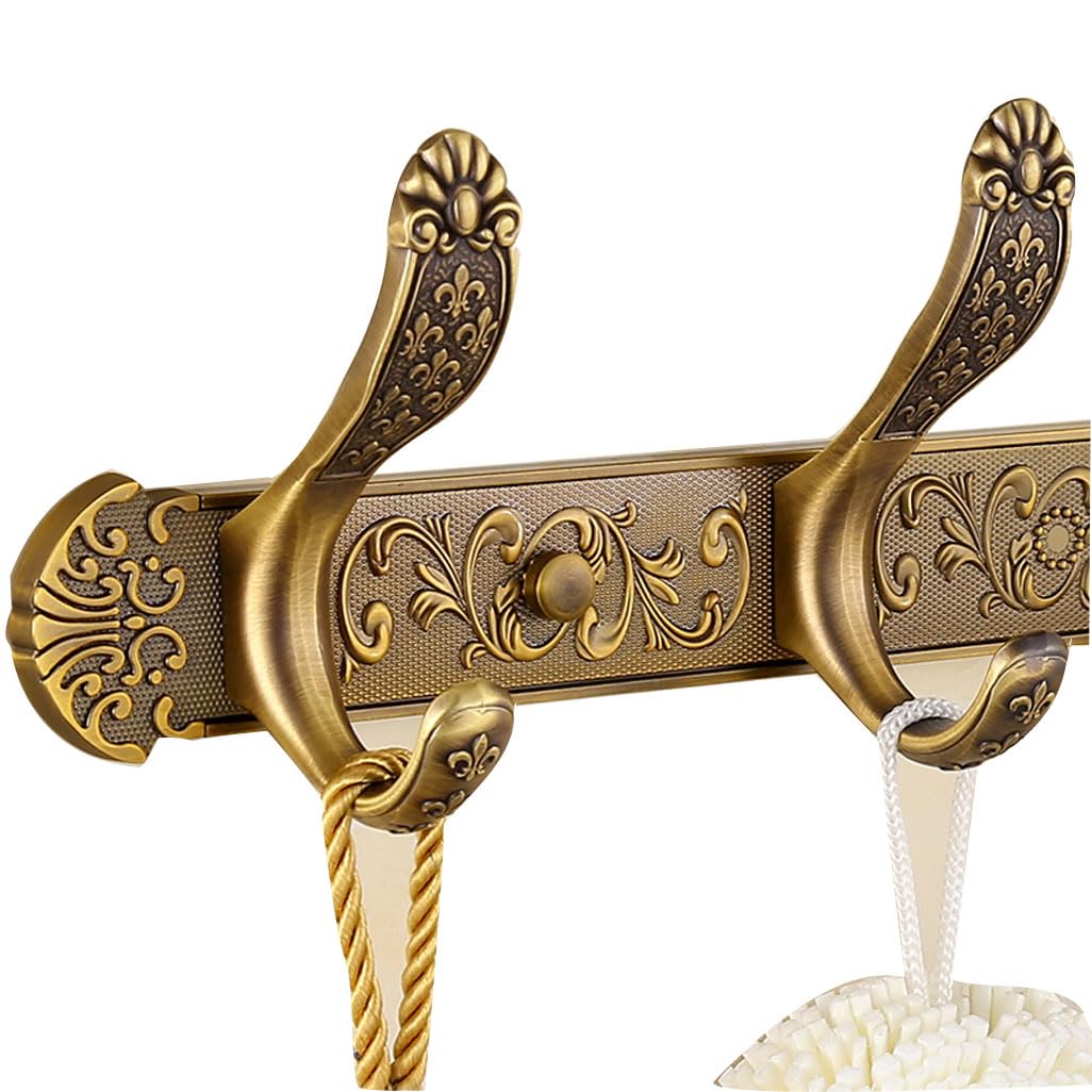 Lmysxaoz Gold Vintage Coat Rack Wall Mount, Extra Long Heavy Duty Brushed Surface Hooks Hanging Rail Clothes Towel Racks For Bathroom Entryway Bedroom 5Hook