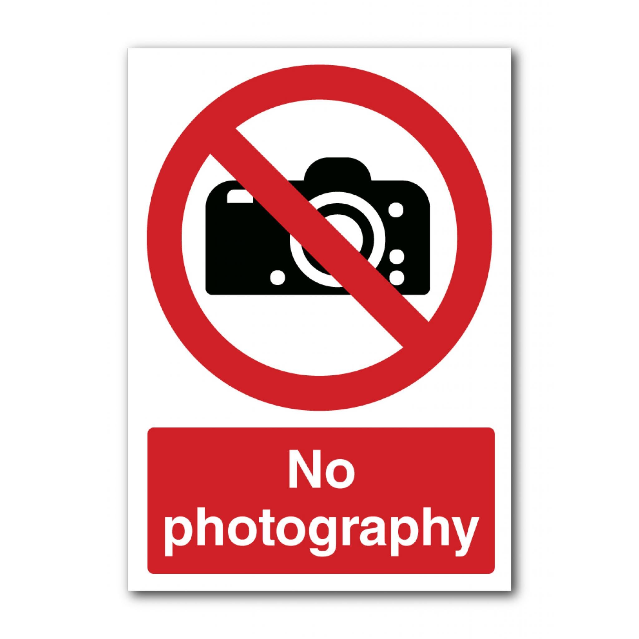 No Photography Prohibition Sign, 12x8 Inch Metal Tin Sign, Notice Wall Plaque for Workplace, Factory and Public Areas
