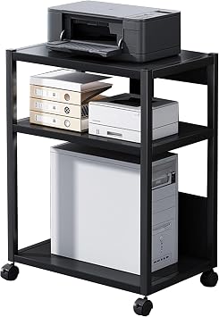 Tableside Metal Home Shelves, 2/3-Tier Mobile Machine Cart with Shelf, Rolling Printer Cart with Wheels for Fax Machine Scanner Files Books51x30x72cm