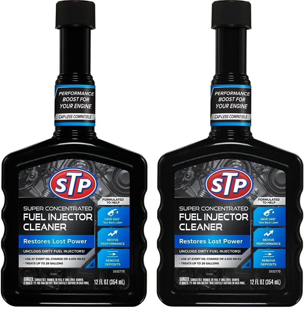 Super Concentrated Fuel Injector Cleaner, Injector Cleaner Unclogs Dirty Fuel Injectors and Restores Lost Power, 12 Oz, STP (Pack of 2)