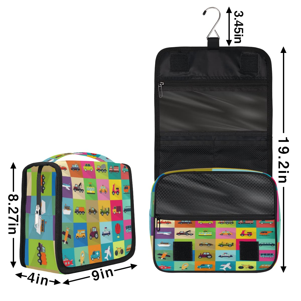 Samochody podróżna kosmetyczka karon transport samochody torba do mycia torba unisex wiszące przybory toaletowe kosmetyczne organizer do makijażu, wielobarwny, Jeden rozmiar