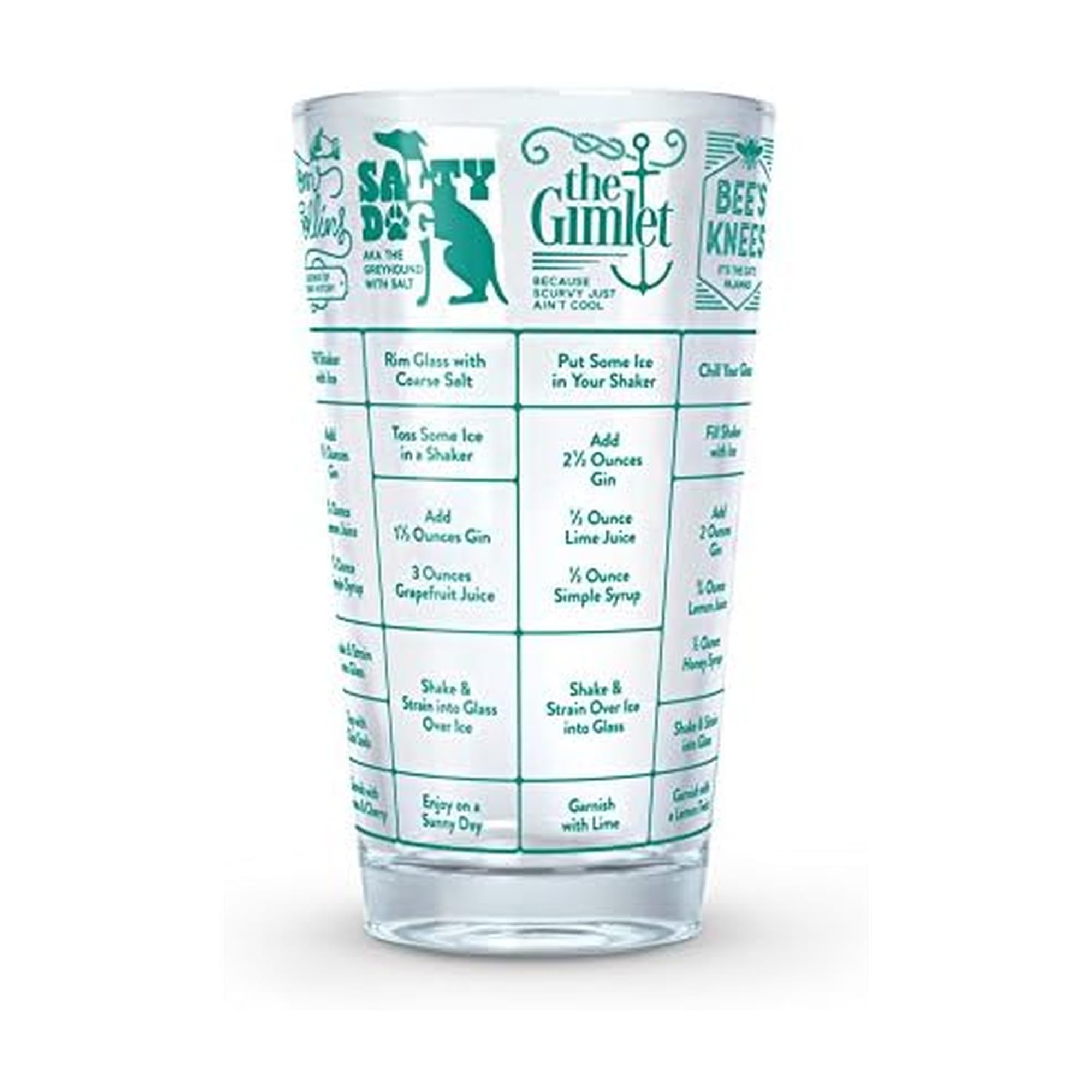 Genuine Fred Fred GOOD MEASURE Cocktail Recipe Glass, Gin