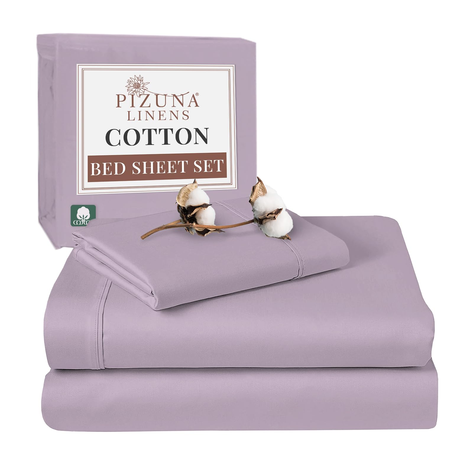 Pizuna Lavender Frost 100% Cotton Single Bed Sheet Set 400 Thead Count Long Staple Cotton Bedding Set 180X280 Cm, Soft Sateen 3 Pc Single Bed Sheet Set