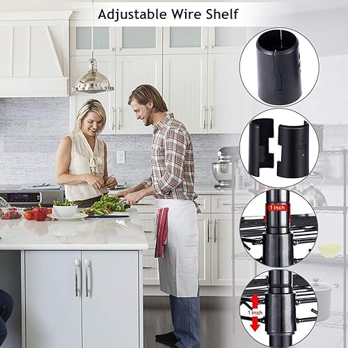 Miniatura 3 de Estantería de alambre de 4 estantes para garaje, resistente, altura ajustable, organizador de estantes de alambre con certificación NSF, comercial,