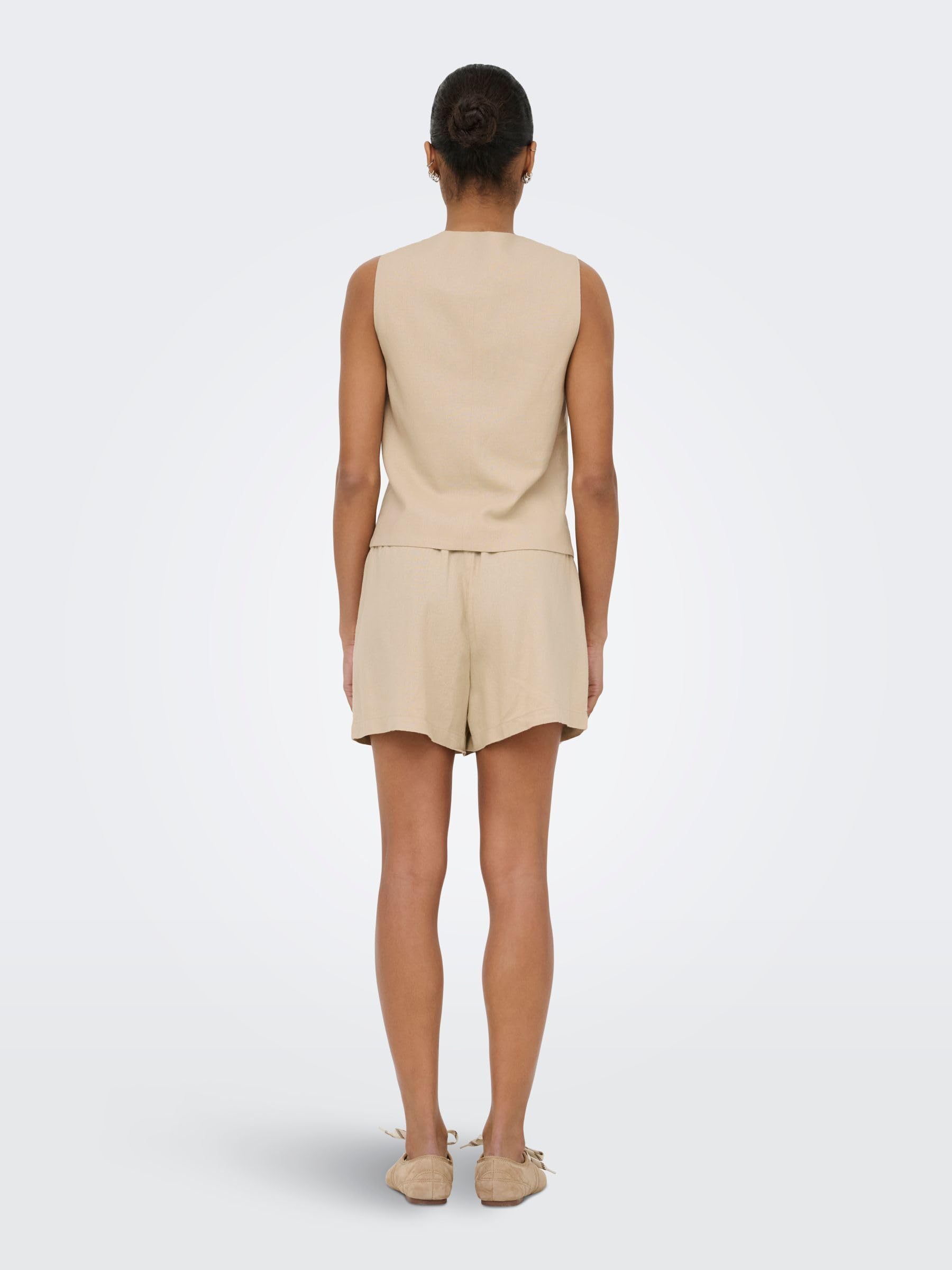 ONLY Onlgoa S/L Linen Bl Waistcoat CC TLR, Oxford Tan, 42 Donna