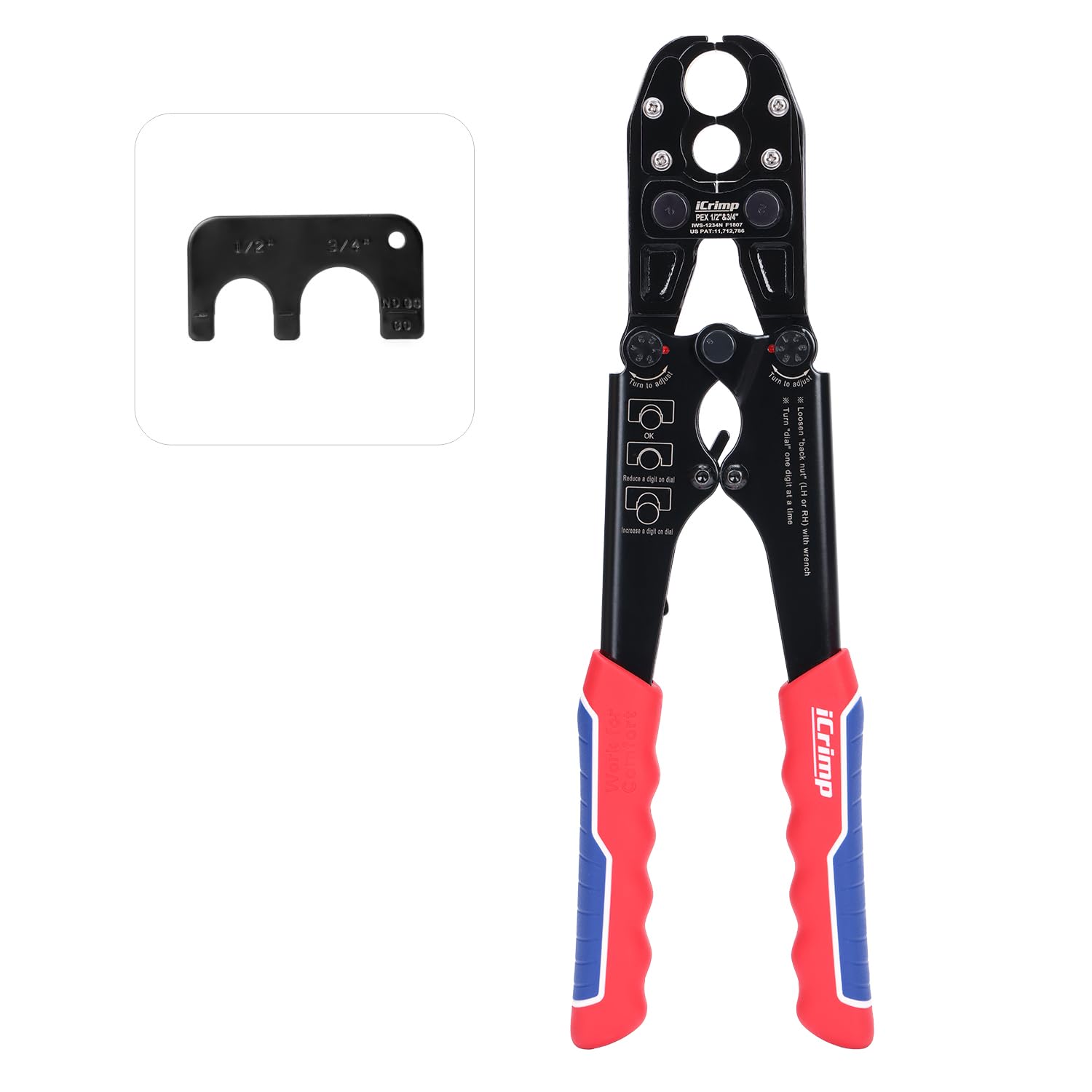 iCrimp IWS-1234N PEX Crimping Tool for 1/2'' & 3/4'' Copper Crimp