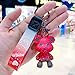 tenghong2021 Colorful Bear Keychain Men Women Boy Girl Creative Braided Rope Resin Animal Pendant Key Ring Accessories -Red