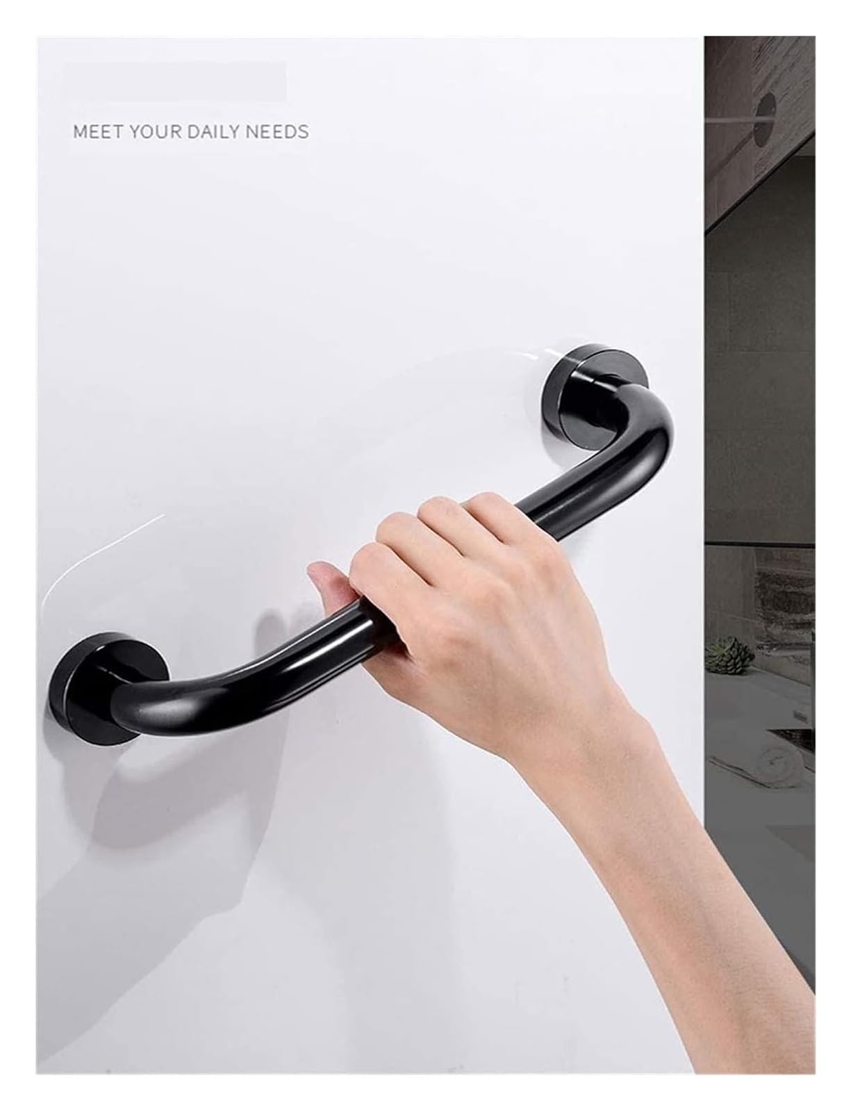 Maniglione Maniglioni di sostegno for anziani, neri opachi, di sicurezza, da parete, con braccioli dritti, for WC, corrimano portatili