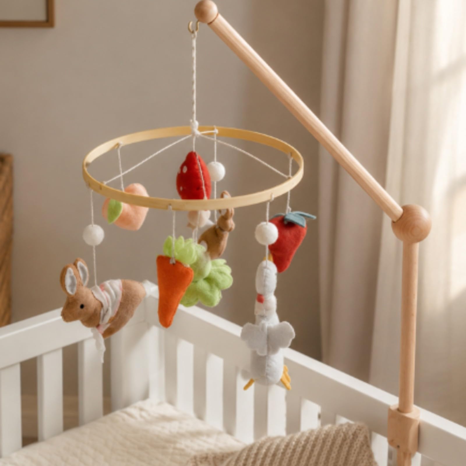 Amagogo Giostrina con Ornamenti di Peluche Leggero Giocattolo Sensoriale da Appendere Sicuro per Culla Del, Foglia
