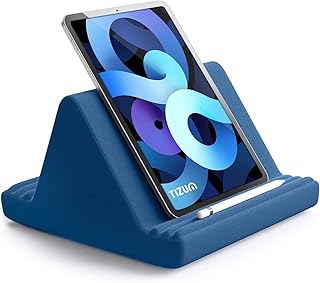 Tizum टैबलेट पिलो स्टैंड सॉफ्ट कुशन पैड लैप | टैबलेट होल्डर डॉक बेड/डेस्क 6 व्यूइंग एंगल के साथ कम्पैटिबल आईपैड एयर प्रो मिनी, सभी टैबलेट, ई-रीडर 12.9-इंच (रॉयल ब्लू) टेबलटॉप तक