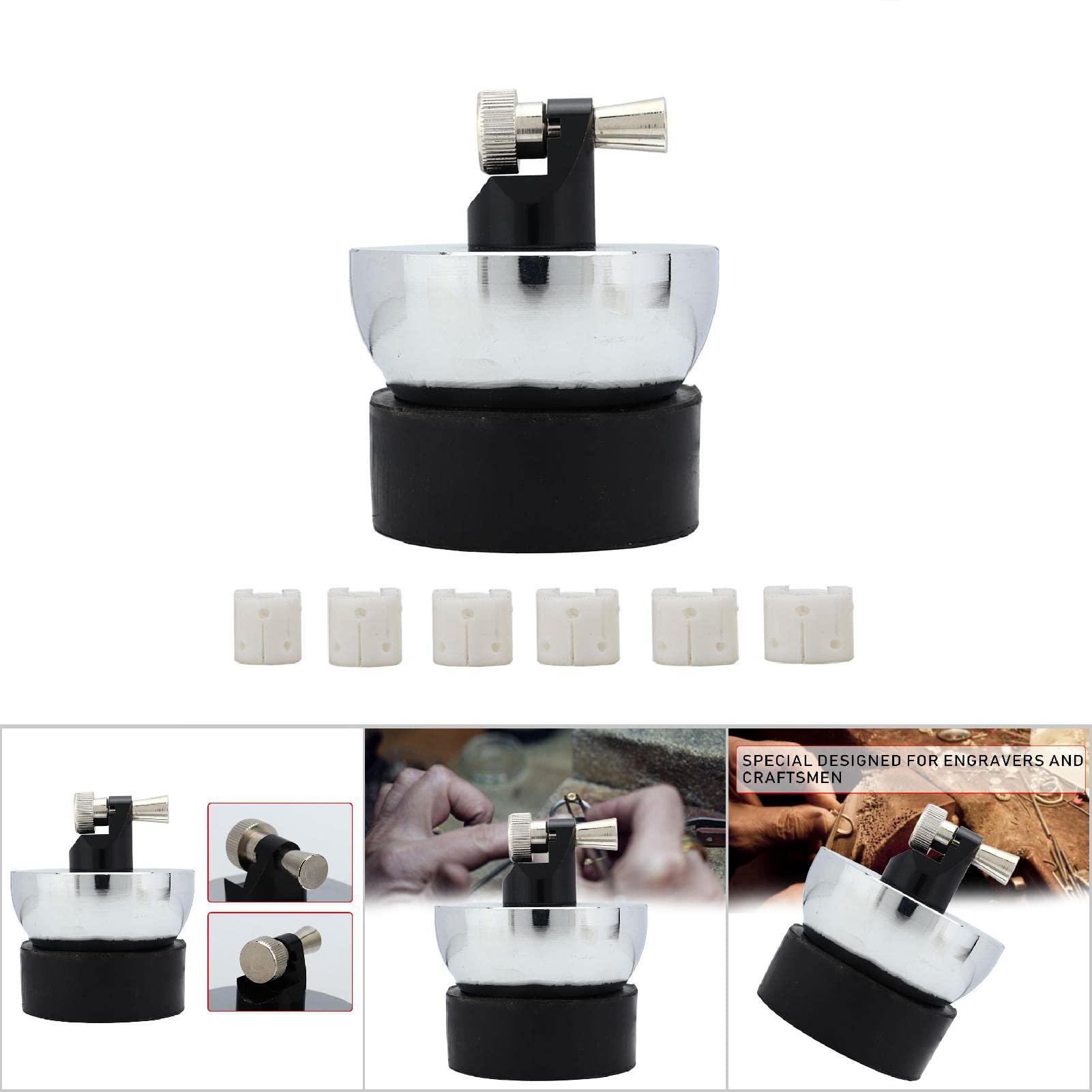 WAHEWUD Kit de herramientas de abrazadera de fijación de anillo profesional para fabricación de joyas con troqueles redondos intercambiables y Base estable tipo B E Juego de accesorios (Estilo B)