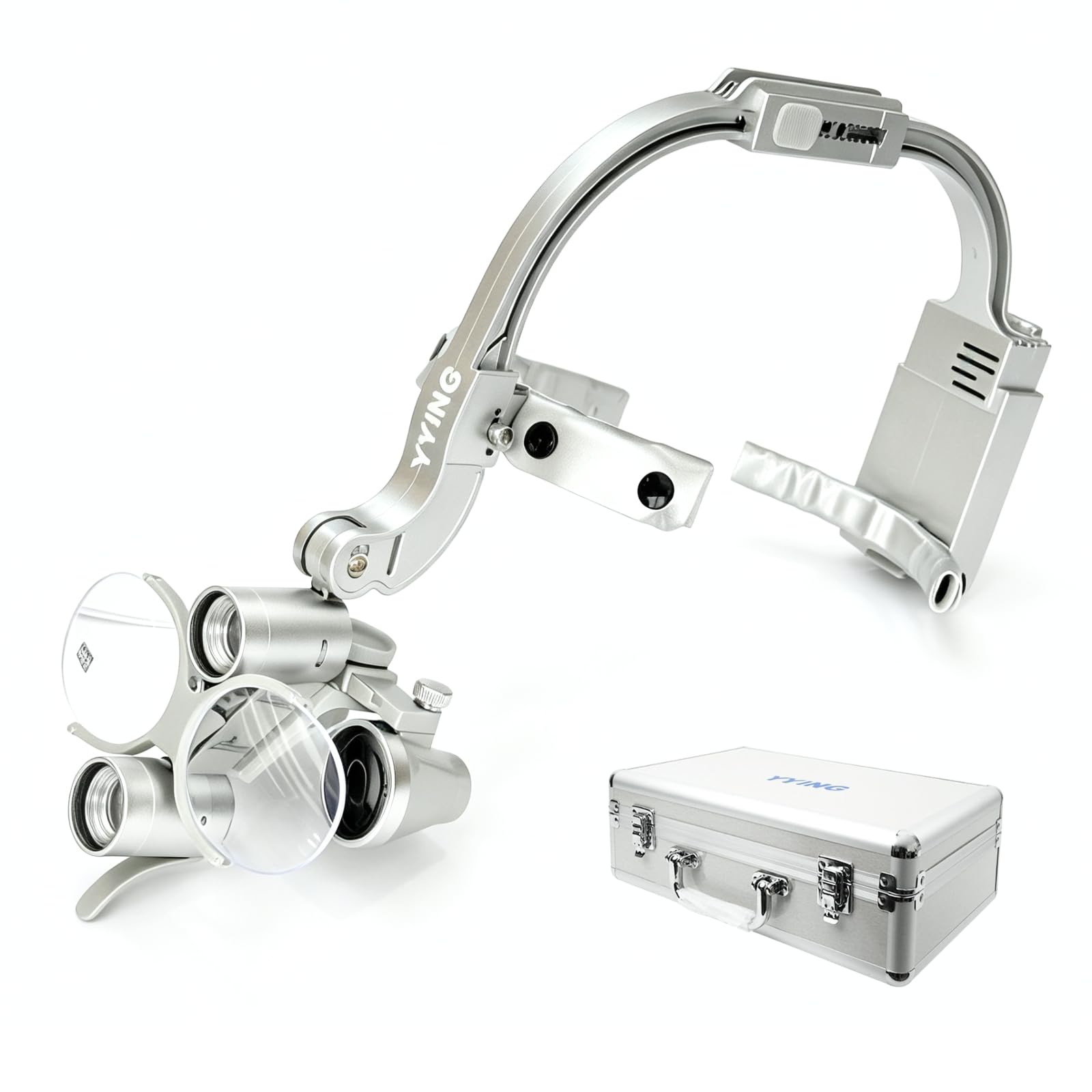 Dental Loupes with Light 3.5X 420mm Magnifying Glass Head-Mounted Silver
