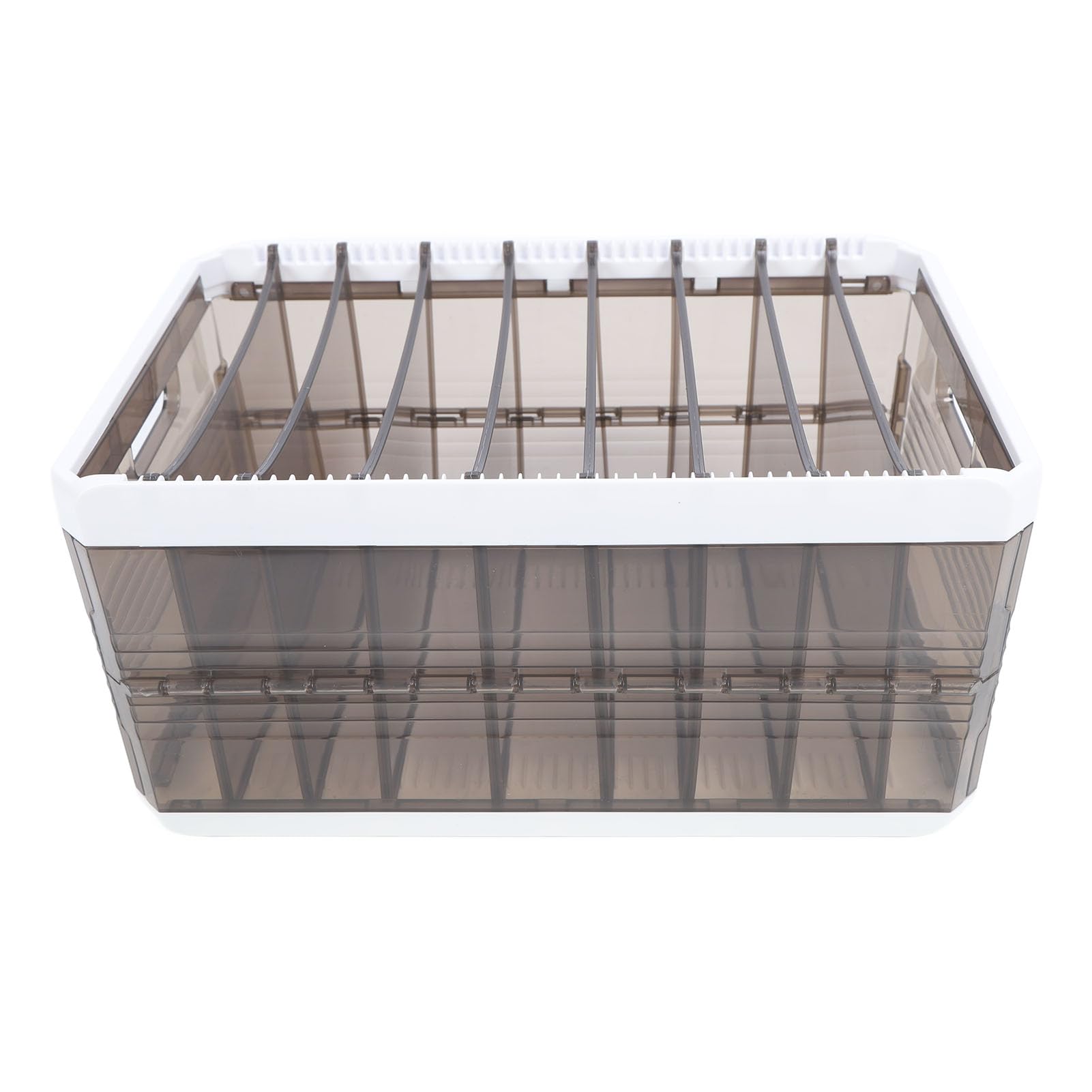 Caja de almacenamiento plegable con compartimentos para ropa, organizador de prendas para armario con diseño de riel deslizante, organizador apilable para pantalones, calcetines y (con tapa de 9