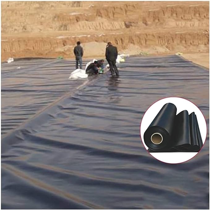 Image Hanghaijia HDPE Rubber Pond Liner, Black Pond Anti-Seepage Membrane for Water Garden Koi Ponds Streams Fountains Pond Slope Protection (Color : Black, Size : 3x5m)