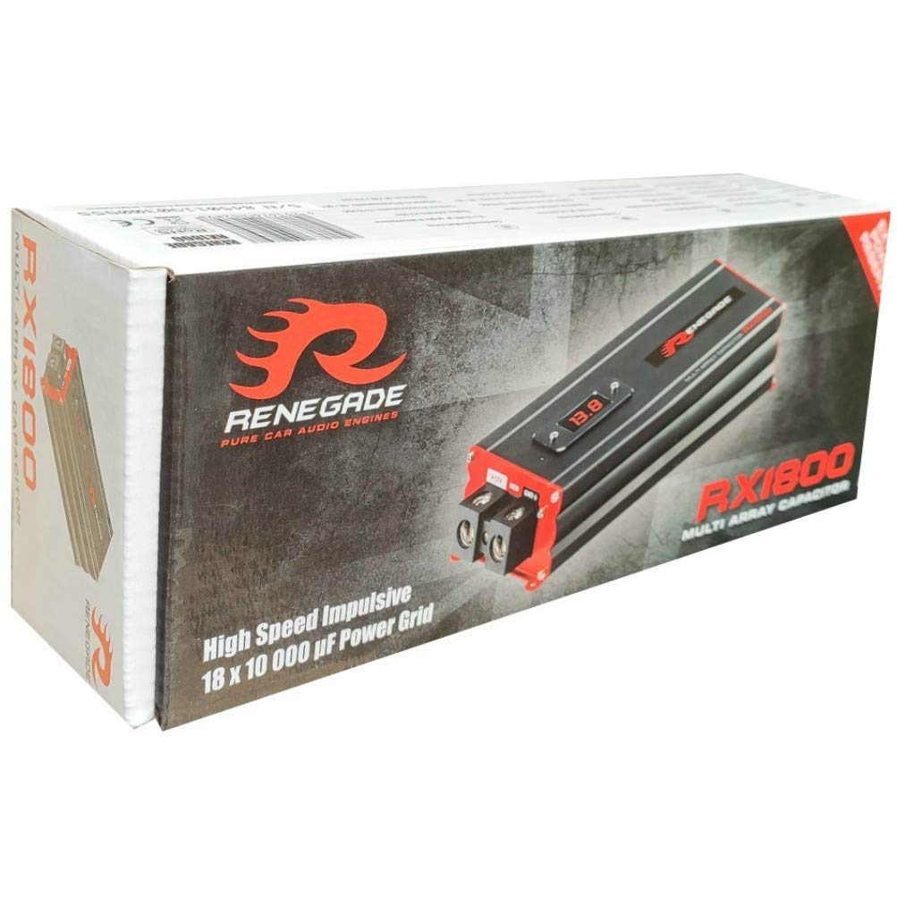1 RENEGADE RX1800 power cap condensatore car audio 18 farad per impianti fino a 18000 watt rms 1 2 3 4 5 10 capacitor auto spl nero, 1 pezzo