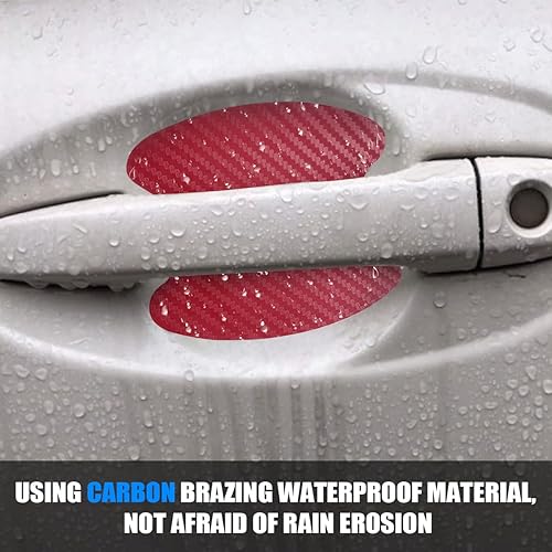 Miniatura 4 de Adhesivo para manija de puerta de automóvil, 8 protectores de fibra de carbono contra arañazos, universal para manija de puerta de automóvil,